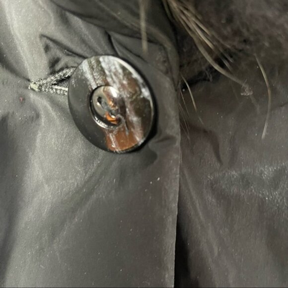 Danier Leather Puffer Nylon Coat Removable Fur Collar Zip Pockets Parka Jacket M - Picture 8 of 16